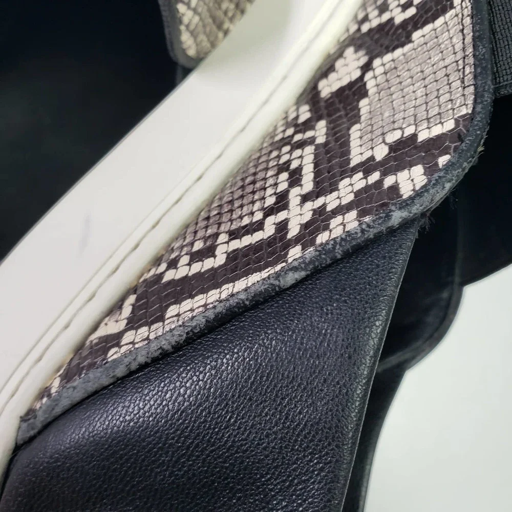 Vince Garvey Slip On Leather Snake Print Shoes Women's 9.5 Black Grey Ivory - Picture 10 of 12